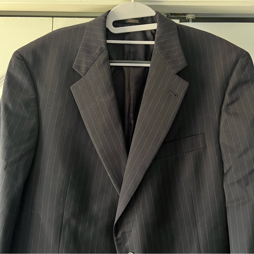 Hart Schaffner Marx Nordstrom Dark Navy Pinstripe Suit Jacket Size 42L - Picture 5 of 13
